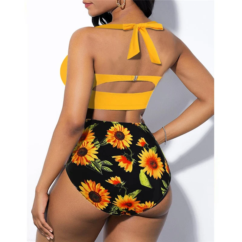 2021 New Womens Sexy Push Up Bikini Set High Waisted Swimsuit Floral Bathing Suit Swimwear Summer Bathing Suit Beachwear cute swimsuits