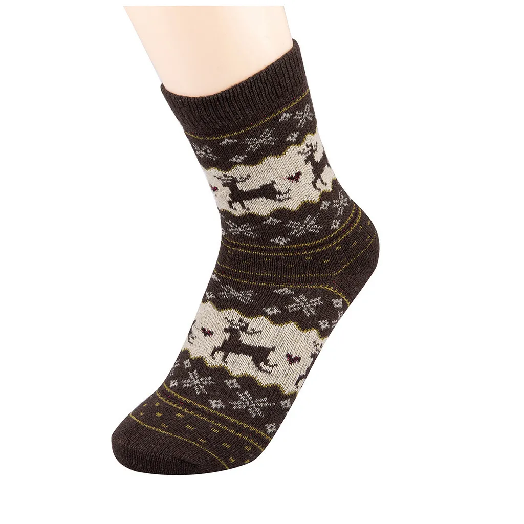 Повседневные теплые зимние вязаные шерстяные женские носки с рождественским оленем и лосем; рождественские украшения; calcetina de navidad; 927