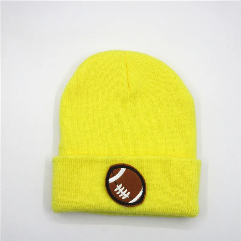 

Cotton American Football Embroidery Thicken Knitted Hat Winter Warm Hat Skullies Cap Beanie Hat for Men and Women 220