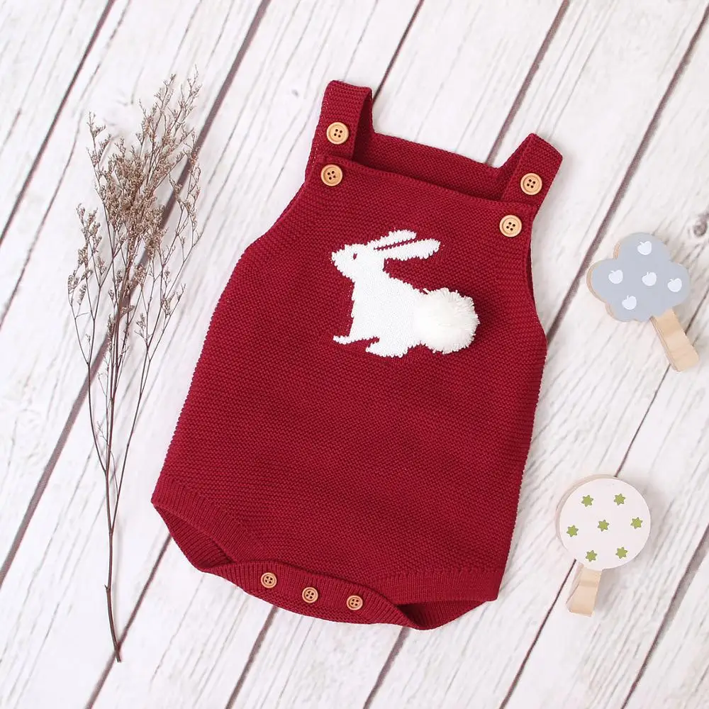 Newborn Baby Bodysuits Cute Rabbit Knitted Infant Bebes Boys Girls Body Tops 0-18M Toddler Kids Bebes Jumpsuits Outfits Clothes