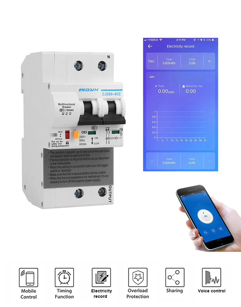 

eWeLink Smart Circuit Breaker Power Monitor Smart Electric Meter Wifi Smart Switch APP control domotica home automation