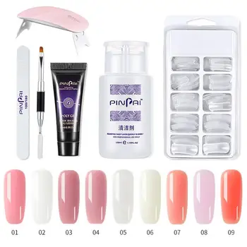 

PINPAI 15ml Nail Extension Gel Crystal Nail Free Paper Holder Solid Quick-drying Model Extension Glue Set