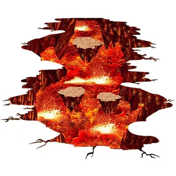 

Creative 3D Space Wall Decals Removable PVC ic Floor Flame and Lava Wall Stickers Murals Wallpaper Art Decor