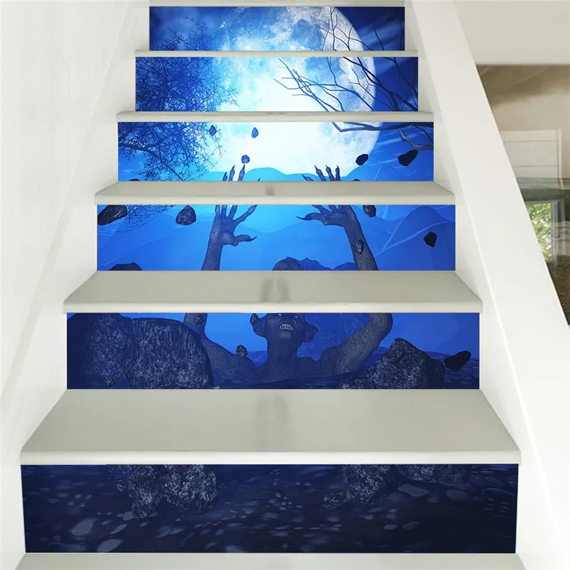 Halloween Staircase Decoration Stair Riser Floor Sticker DIY Wall Stairs Decal Stickers Muraux Pour Enfants Chambres 30SEP503