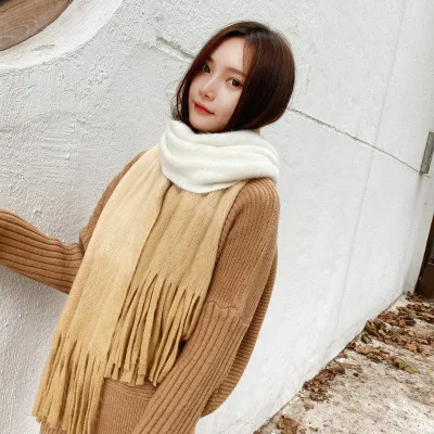 Bufanda invierno para mujer chales gruesos calientes envuelve para mujer bufandas sólidas manta calidad Pashmina D137 - Цвет: 1