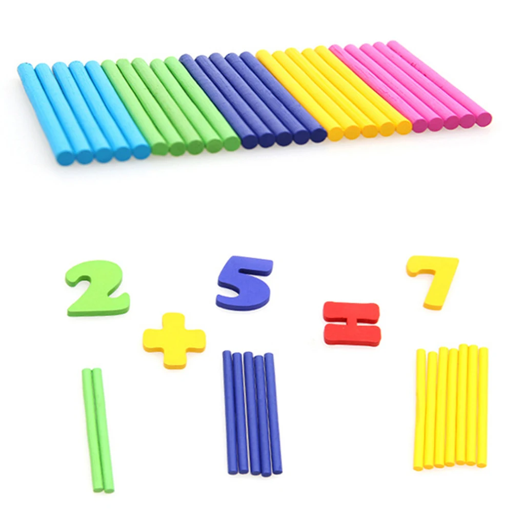 Wooden Counting Stick & Number Cards Calculation Game Math Educational Toy