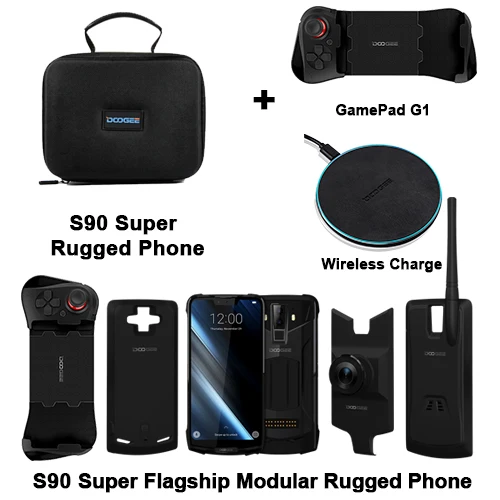 DOOGEE S90 IP68/IP69K прочный мобильный телефон Быстрая зарядка 6,18 ''19:9 экран 5050 мАч Восьмиядерный 6 ГБ 128 ГБ Android 8,1 Поддержка nfc - Цвет: Black Super Box
