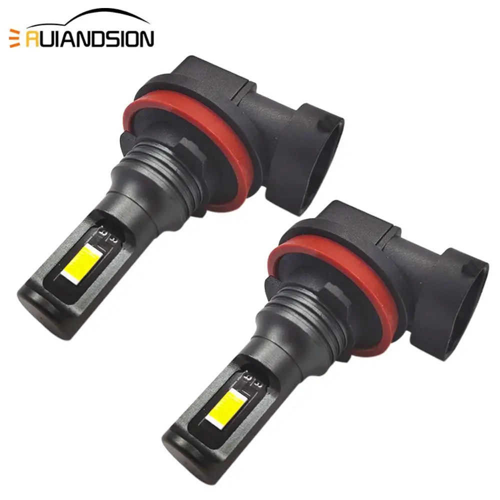 

RUIANDSION 2 Pcs COB H8 H11 Car Fog Lamps 10V-30V 12V 24V DRL 6000K White Headlight Automobiles Foglight Driving Lights Led Bulb