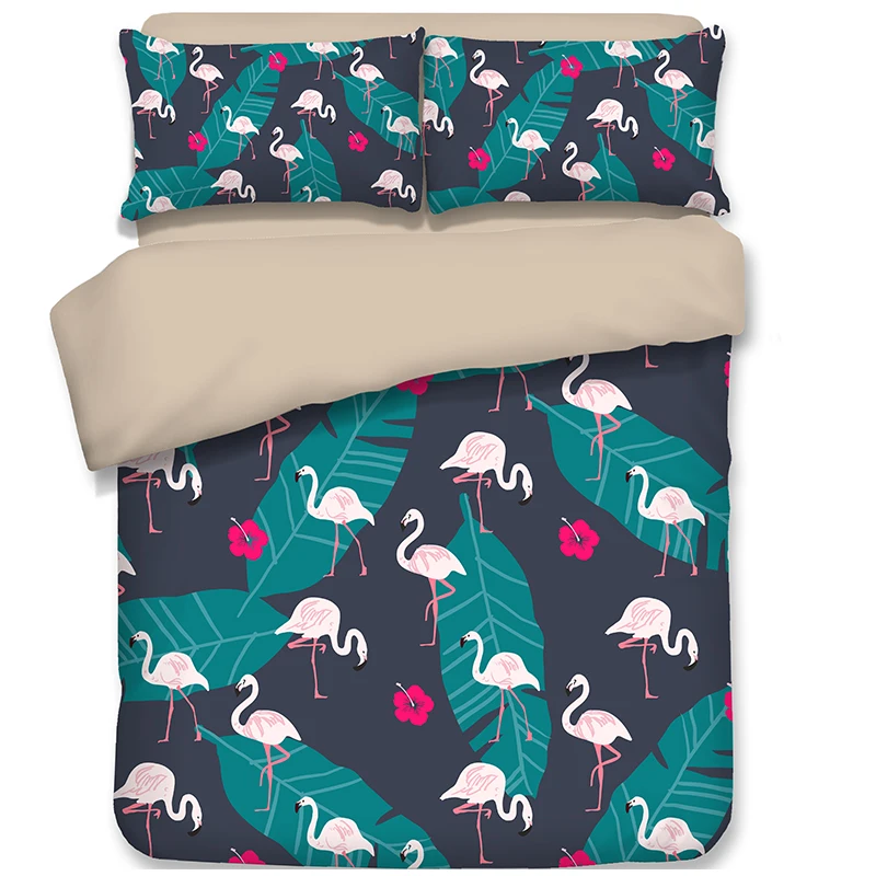 Tropical rainforest plant bedding set Duvet Covers Pillowcases Queen King comforter bedding sets bedclothes bed linen(NO Sheet - Цвет: 1