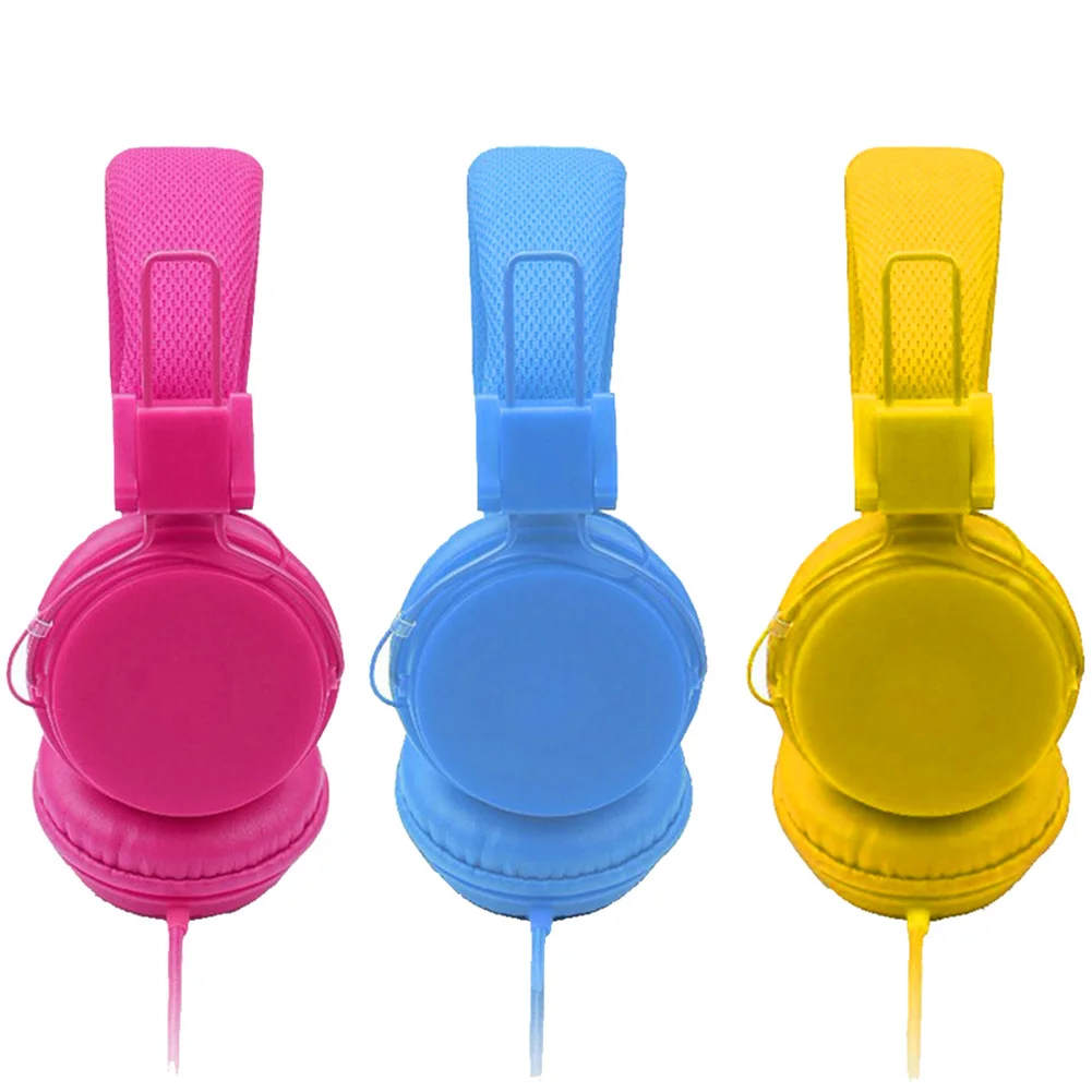 Adjustable Kids Stereo Headphones Wired Cord On Ear Foldable Headset Children Built in Mic E H004
