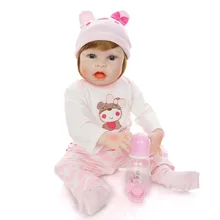 Bebe 55cm reborn Puppe Silikon Reborn Handmade Realistische Baby Puppen 22 Zoll Vinyl Babys Spielzeug bonecas für mädchen brinquedo menina(China)