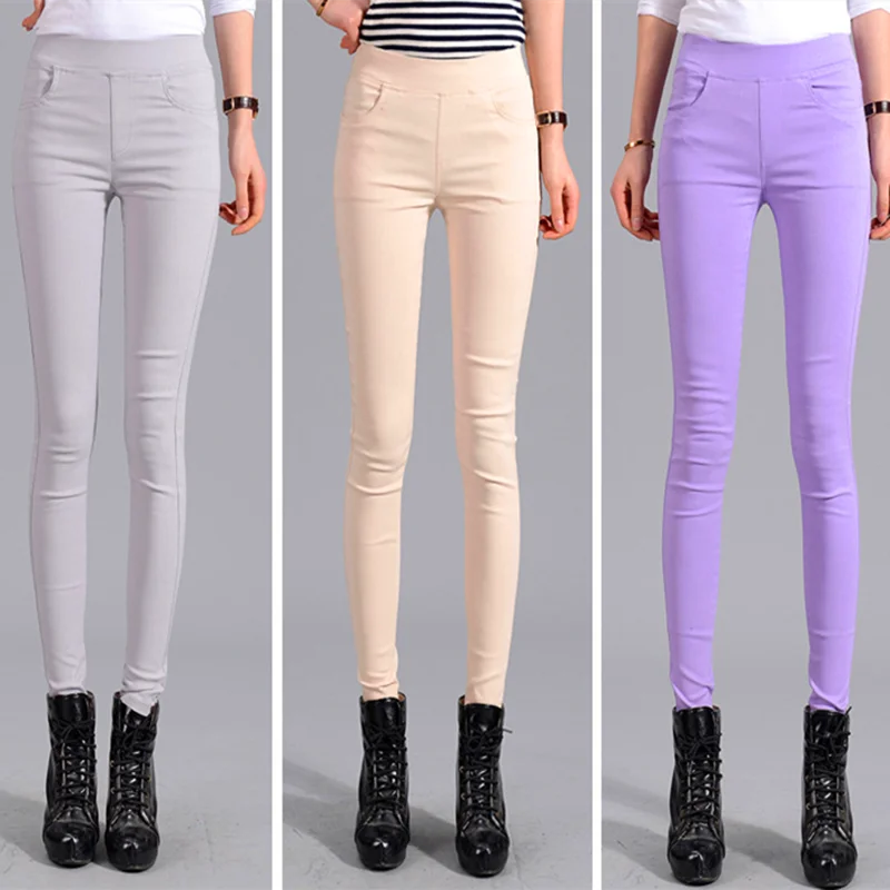 

Woman Elastic Waist Pants Girl High Stretchy Spring Pencil Trousers Straight Comfort Japan Good Stretch Skinny Fit ouc305a
