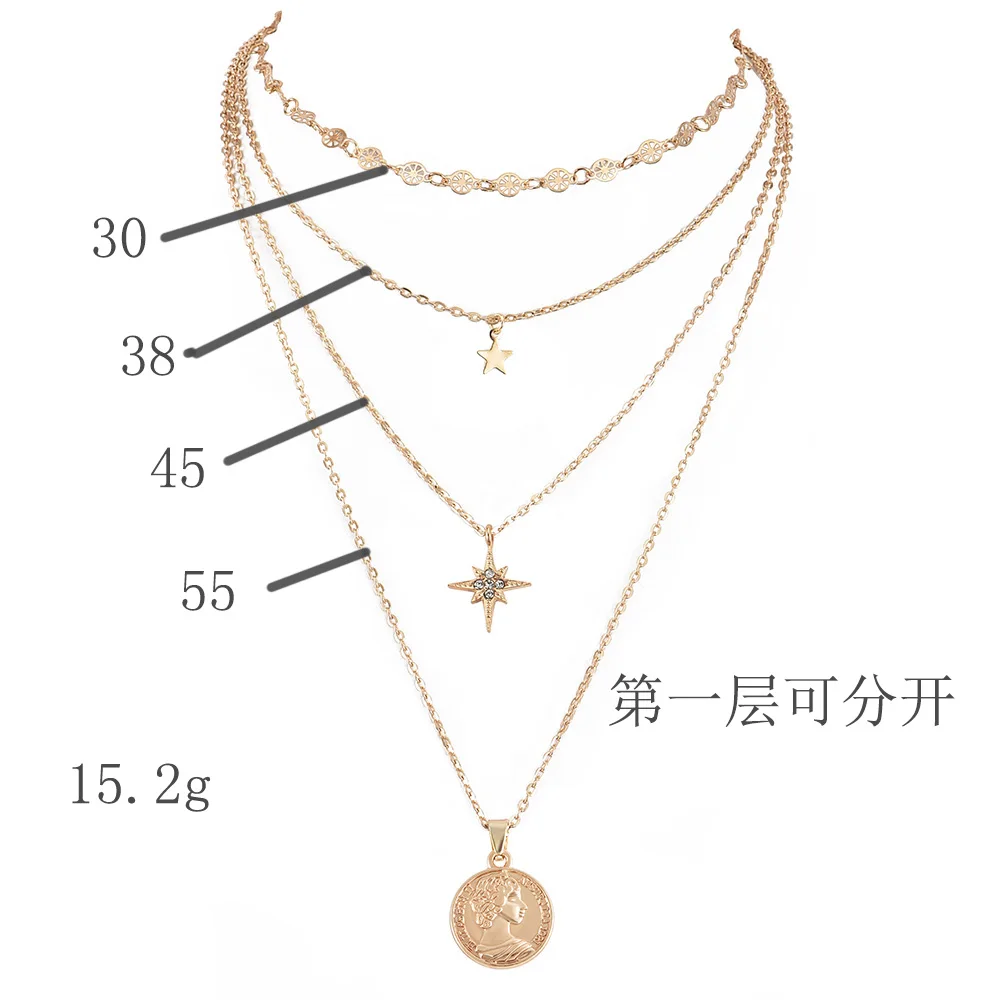 Новое модное ювелирное ожерелье женское золотое ожерелье многослойная звезда человеческий магнит для монет панк-представительное ожерелье