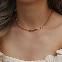 E.B.belle  Minimalist Basic 316L Stainless Steel Miami Chain Necklace 18K Gold Plated Wrist Bracelets Anklets Tarnish Free Chain