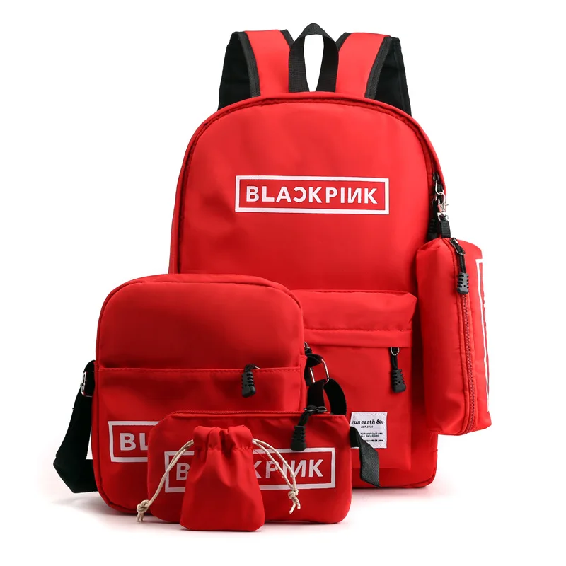 5 шт. в комплекте, черный розовый рюкзак для девочек, подростковые школьные сумки, женский рюкзак для колледжа, для отдыха, большой рюкзак из Оксфорда - Цвет: Красный
