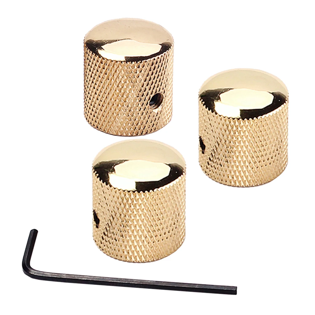 3 Pieces Professional Golden Metal Guitar Tone Volume Knob With Hole Guitar Part