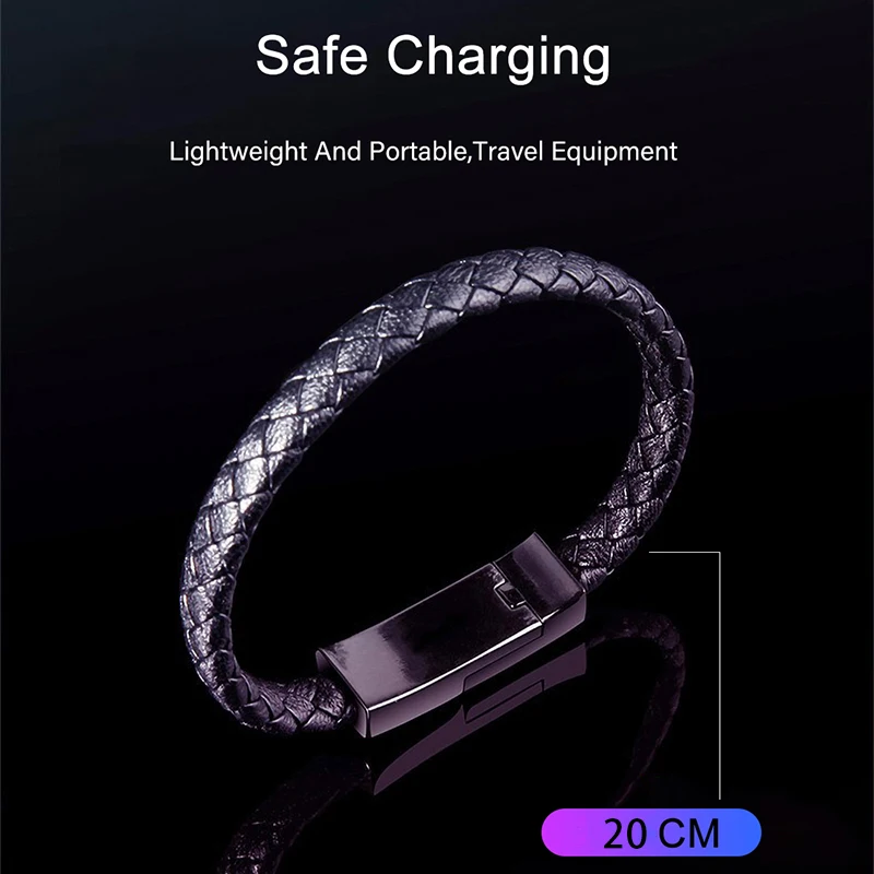 Открытый Портативный USB Браслет зарядный кабель для samsung S6 S7 настоящая кожа мини микро USB зарядное устройство данных браслет кабель