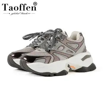 

Taoffen Genuine Leather Women Sneakers High Quality Luxury Brand Shoes Women Daily Fashion Sneaker Footwear Size 35-39