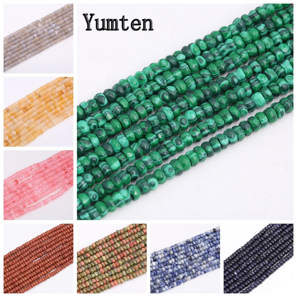 

Round-brilliant-shape Malachite Beads 5mm*8mm Bead DIY Turquoise Agate Rose Quartz Jewelry Handmade Natural Accessories