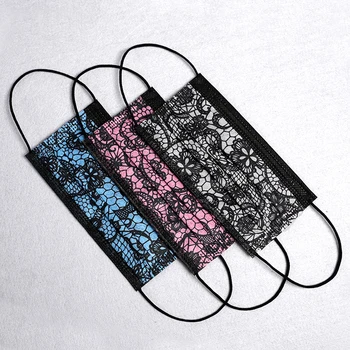 

10 / 50 / 100 / 200 / 500 pieces disposable mask 3-layer filter air mask non woven fabric ear lobe lace adult face dust mask
