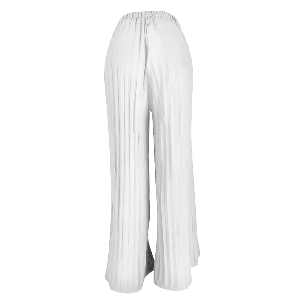 Весна Осень Новые Модные Женские однотонные плиссированные брюки с высокой талией повседневные широкие белые свободные сексуальные брюки тонкие мягкие для отдыха