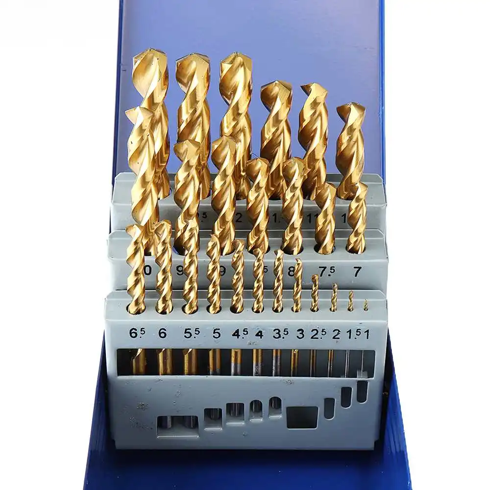25Pcs Titanium Coated M42 Twist Drill Bit High Cobalt HSS Drill Bit Set Industrial Grade 1-13mm for Stainless Steel Metal Wood