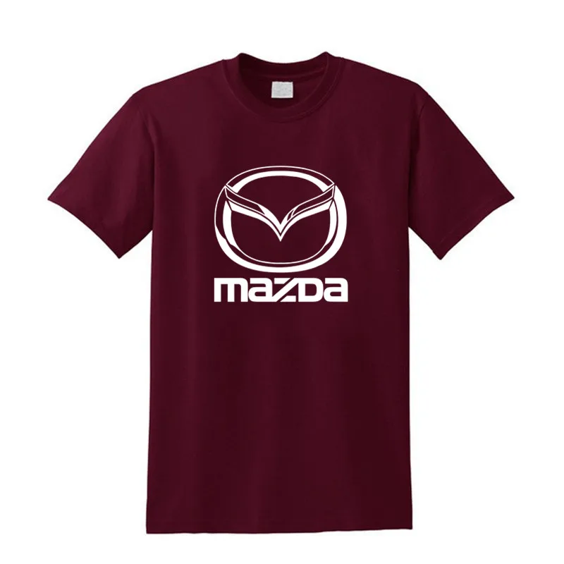 Мужские летние футболки из хлопка Mazda для мужчин и женщин, хлопковые футболки, мужские футболки с принтом, XS-4XL с коротким рукавом высокого качества - Цвет: claret