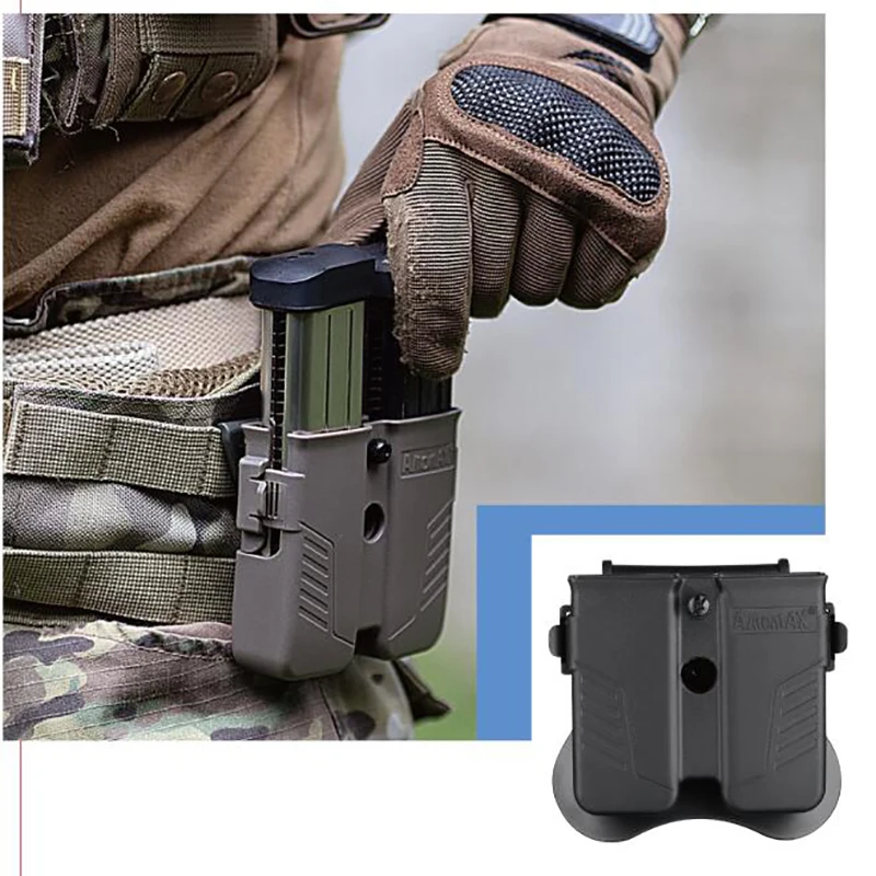 

Amomax-Double 9mm Mag Pouch for Pistol, Fits 9mm, 40 'or 45' Caliber, Handgun Magazines, Single or Double Stacks