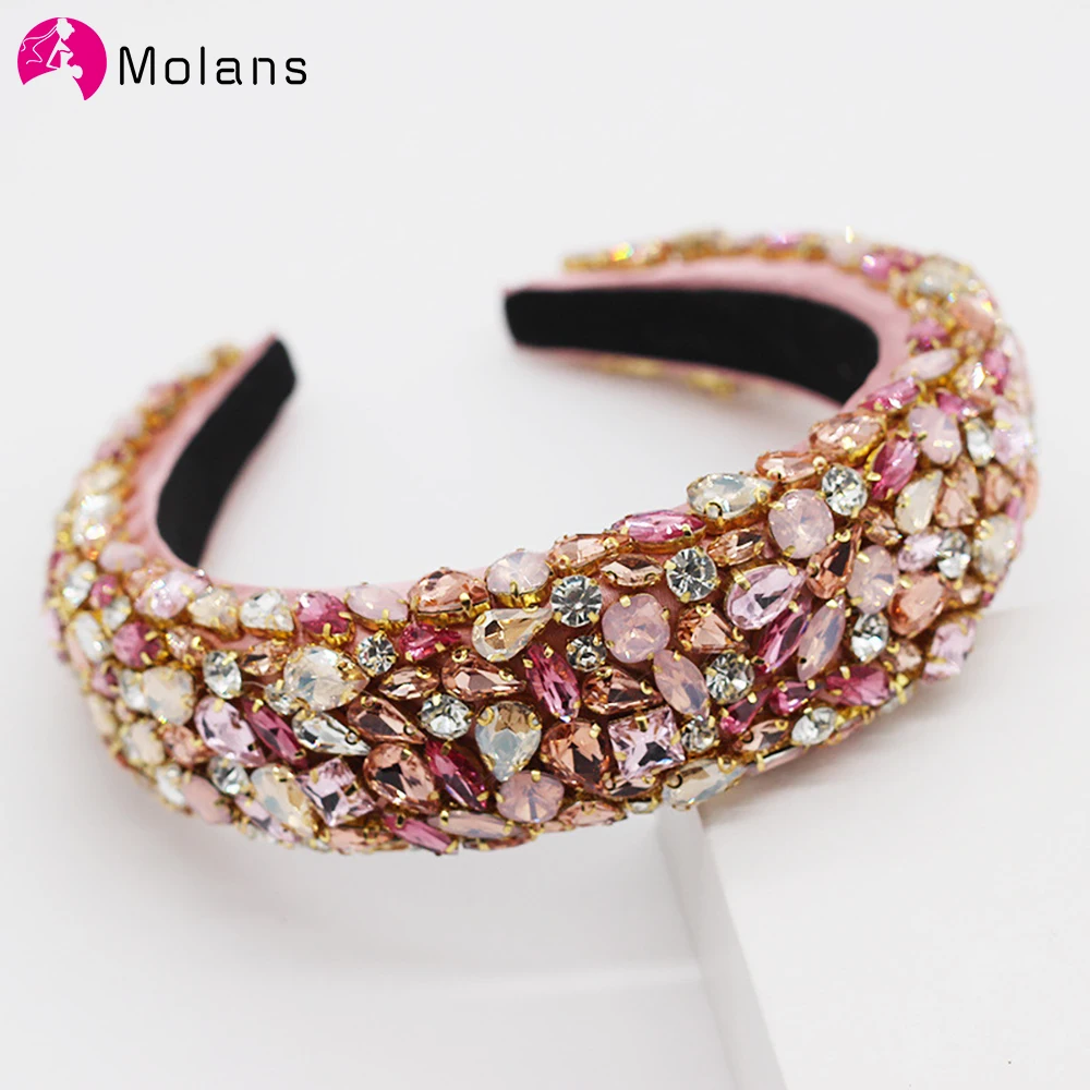 

Molans Luxurious Padded Rhinestones Headbands Full Crystal Hair Band Women Hair Hoop Headwear Fashion Hair Accessories