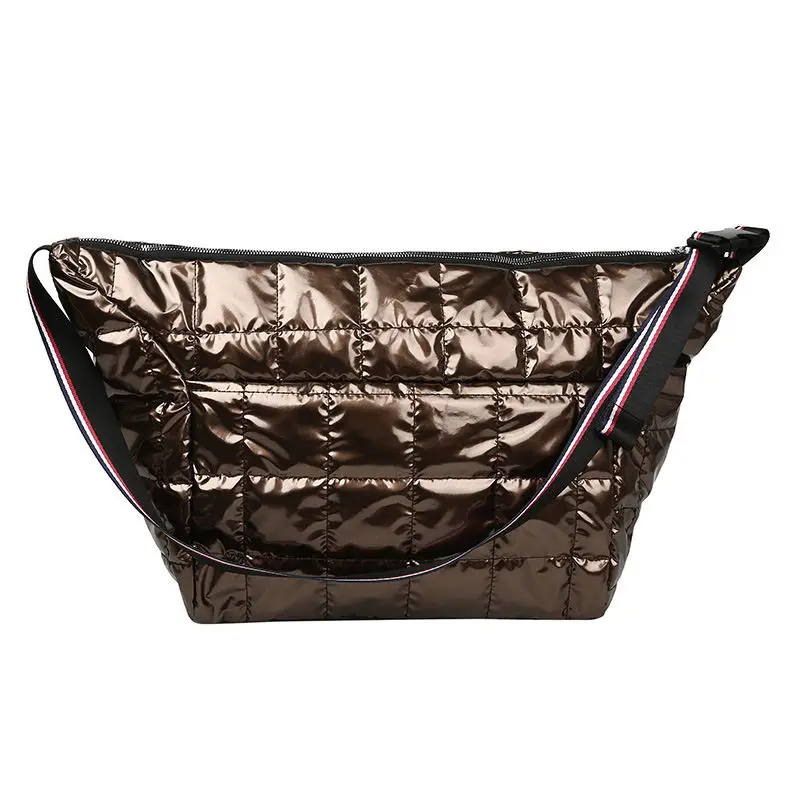 Женские зимние сумки, дизайн, Космический коврик, хлопок, перо, вниз, сумка, сумки на плечо, тоут, Портативная сумка-мессенджер, Bolsa Feminina - Цвет: champagne