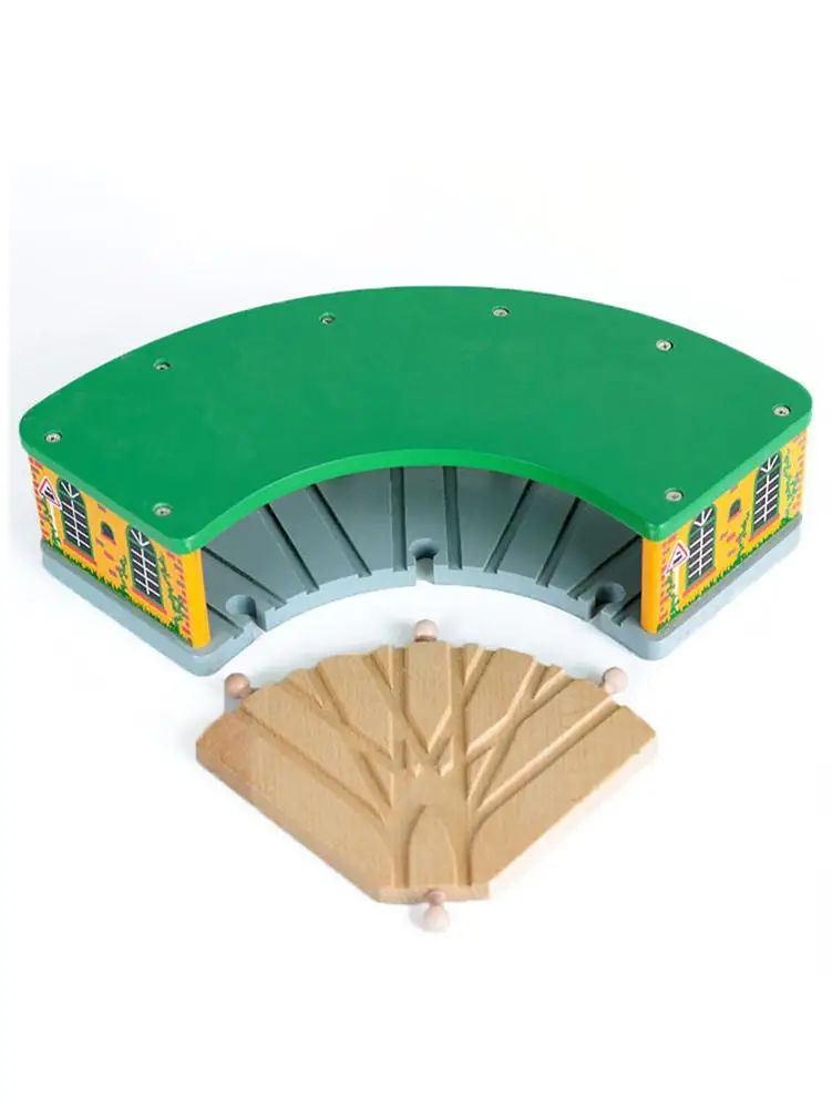 5 Way Wood Station Green Garage Wood Railway Station Track Train Slot Railway Accessories Toy For Kids Gift Fit Thomas Brio Ika