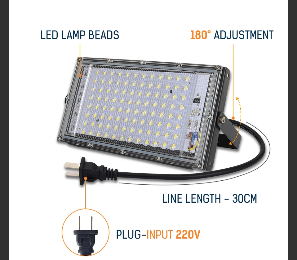 AC220V напольный светильник Точечный светильник 100W Светодиодный прожектор светильник IP65 Водонепроницаемый светодиодный уличный фонарь сада ландшафтный светильник ы теплый белый
