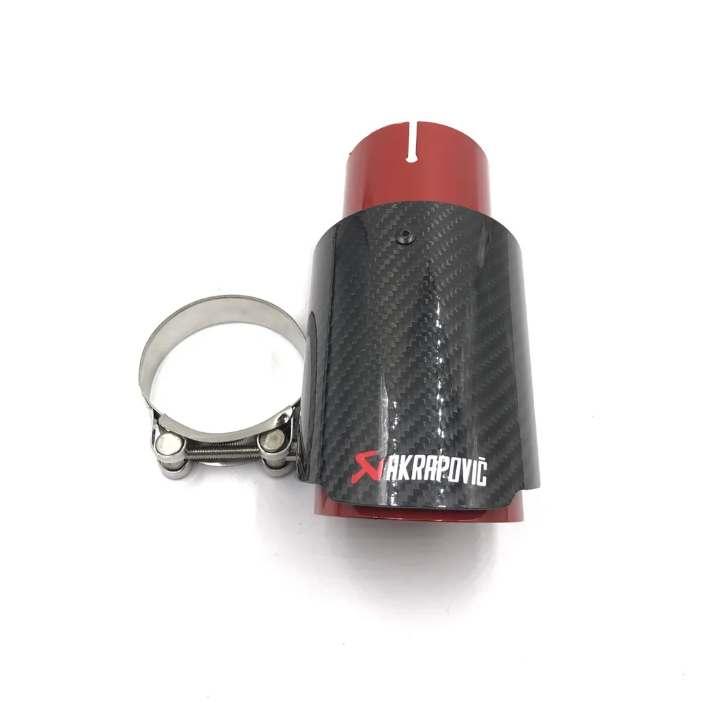 1 шт. AKRAPOVIC глянцевый карбоновый глушитель Советы+ оранжевый красный синий нержавеющая сталь для автомобиля аксессуары Углеродные выхлопные наконечники
