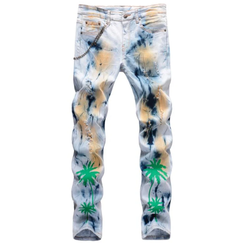 2021 Autumn Mens Cotton Straight Jeans Slim Skinny  Hanging Jeans Men Trousers Casual Male Hip hop Denim Pants Vaqueros Hombre