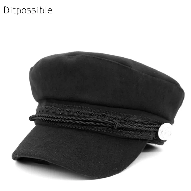 Женские кепки в стиле милитари ditвозможно шерстяные и хлопковые на плоской