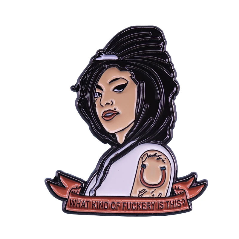 Лацкан Badass Amy Winehouse булавка душевный голос знаменитости музыка легенды искусство