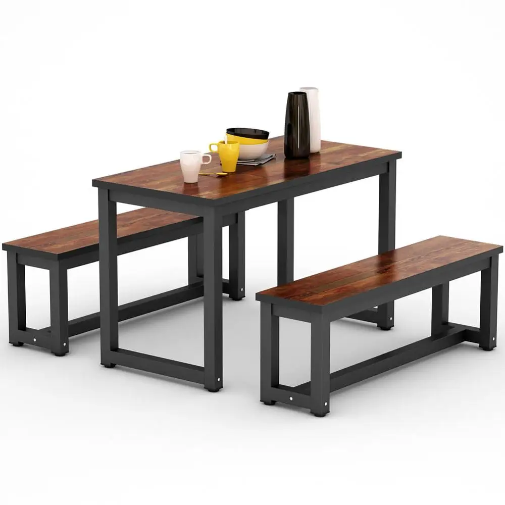 Обеденный стол в деревенском стиле с двумя Скамейками|Наборы для столовой| |