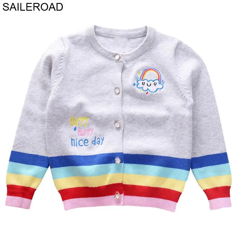 W19301 sweater SAILEROAD 2-7 лет свитер девушка однобортный малыш кардиган единорог вышивка детские свитера для детской одежды - Цвет: W19301 sweater
