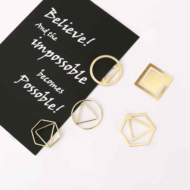 

10/20pcs Cute Metal Paper Clips Geometric Shape Cartoon Binder Clip Kawaii Bookmark Memo Clips Books Tickets Stationery