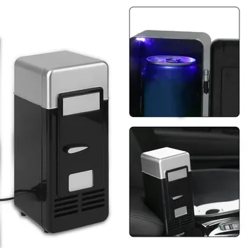 

2017 New Black ABS 5V 10W USB 19.4*9*9cm Car Mini Fridge Car Portable Drink Cooler Boat Travel Cosmetic Fridge High Quality