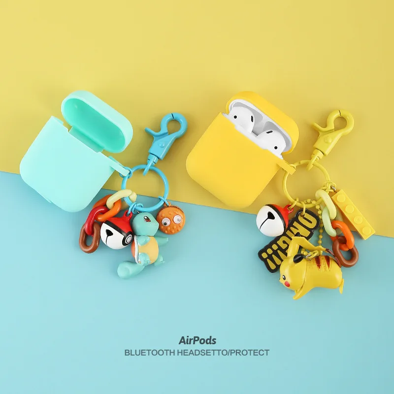 

Cute Cartoon Pikachu Charmander Bulbasaur Squirtle Figure Doll Keychain for Airpods Wireless Bluetooth Headset Protective Case