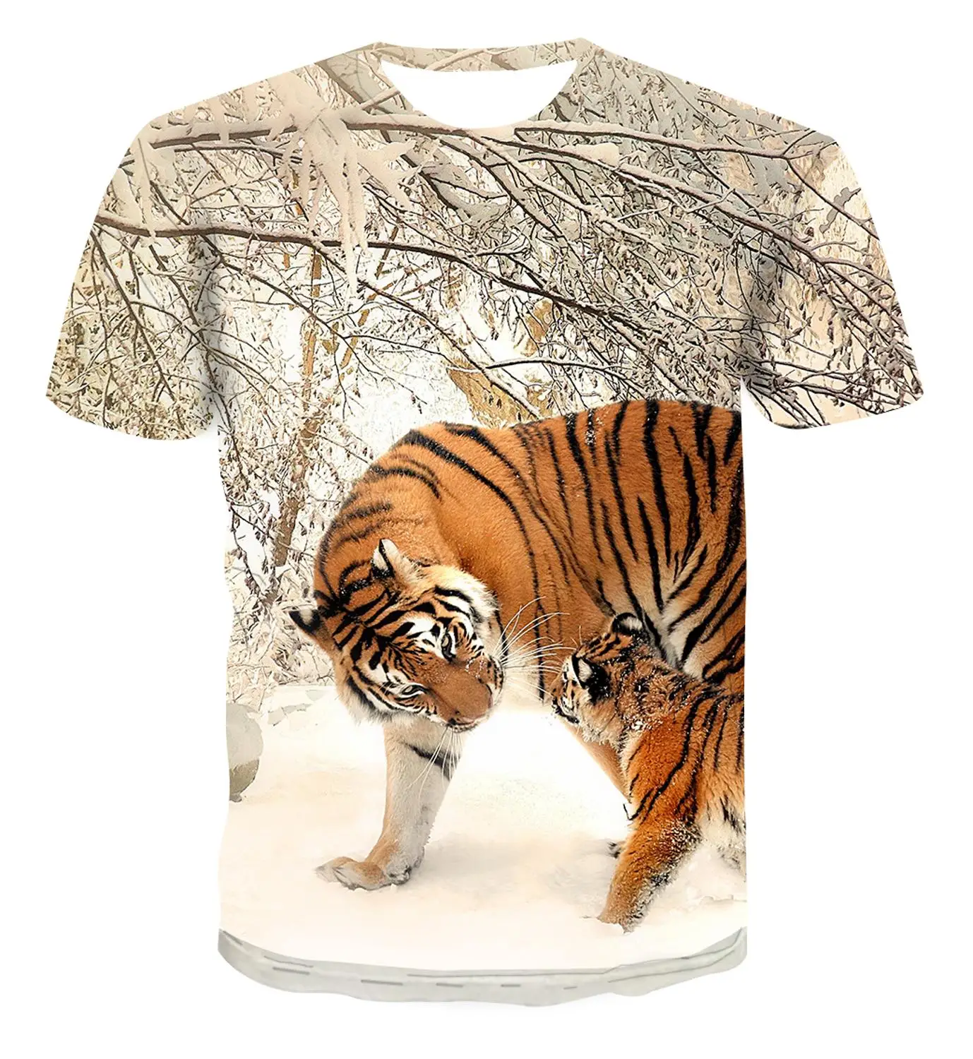 Новинка лета 2020 Мужская футболка с 3D принтом тигра Уличная Повседневная мужская