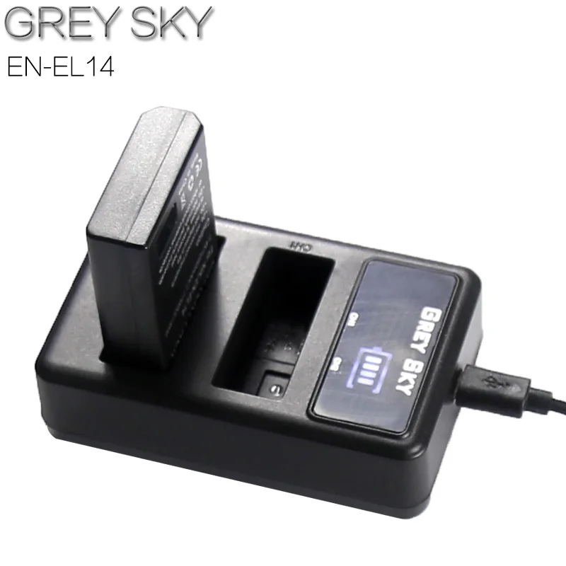 charger and 1battery 2 шт. EN-EL14 EN-EL14a ENEL14 RU EL14 EL14a Батарея+ ЖК-дисплей USB Dual Зарядное устройство для Nikon D3100 D3200 D3300 D5100 D5200 D5300 P7000 - Цвет: charger and 1battery