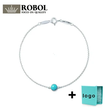 

SL TF TF Rllen original 925 sterling silver simple blue gemstone bracelet elegant temperament suitable for ladies party