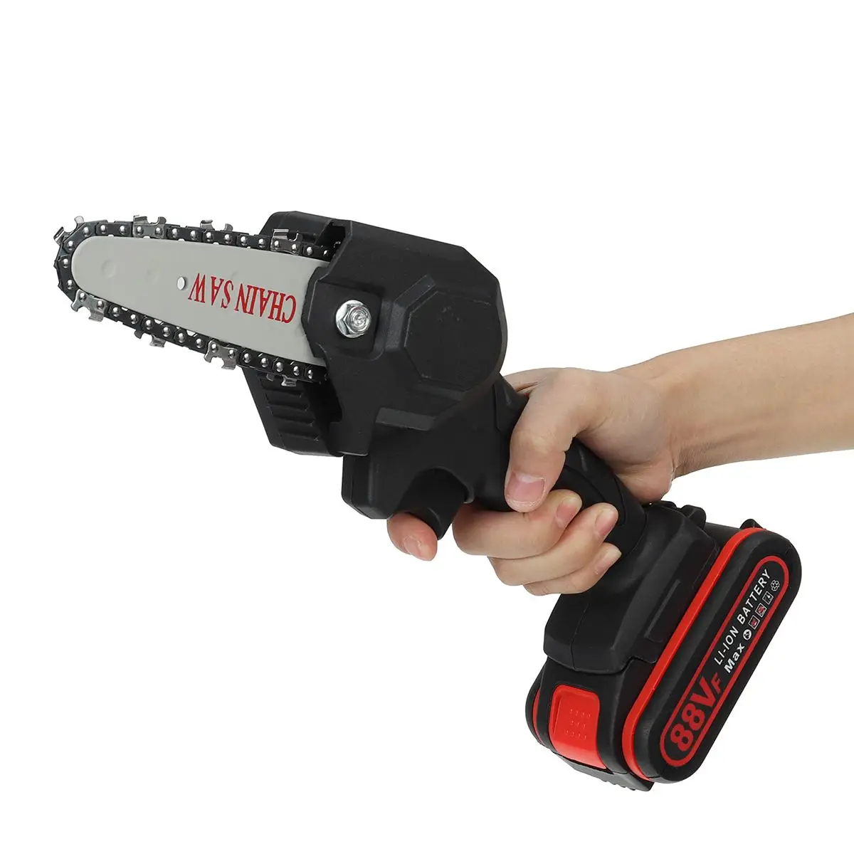 1080W 4 Inch 88V Mini Electric Chain Saw With 2PC Battery Woodworking