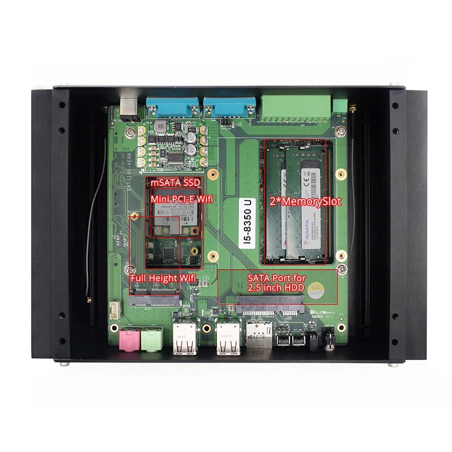 HYSTOU Intel Core i5 8250u мини-ПК DDR4 Windows 10 RS485 GPIO безвентиляторный промышленный ПК настольный компьютер, гигабитный Ethernet, WiFi, 4K