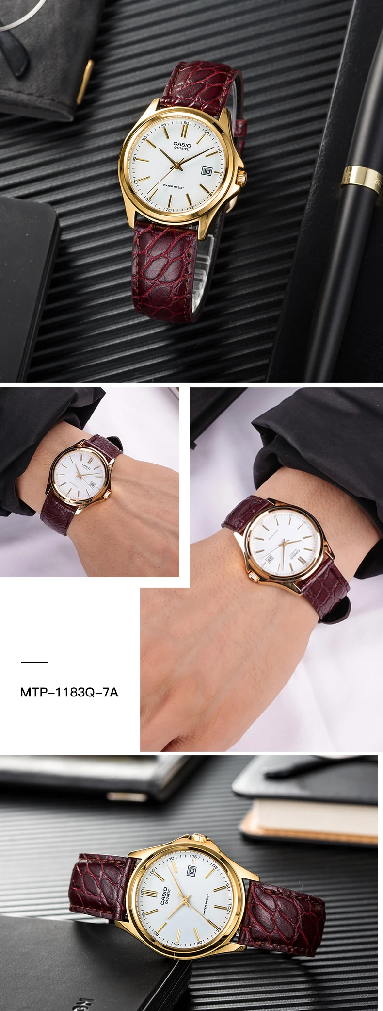 Оптическими зумом Casio часы простые цифровые весы календарь Бизнес Для мужчин, мужские часы, MTP-1183E-7A