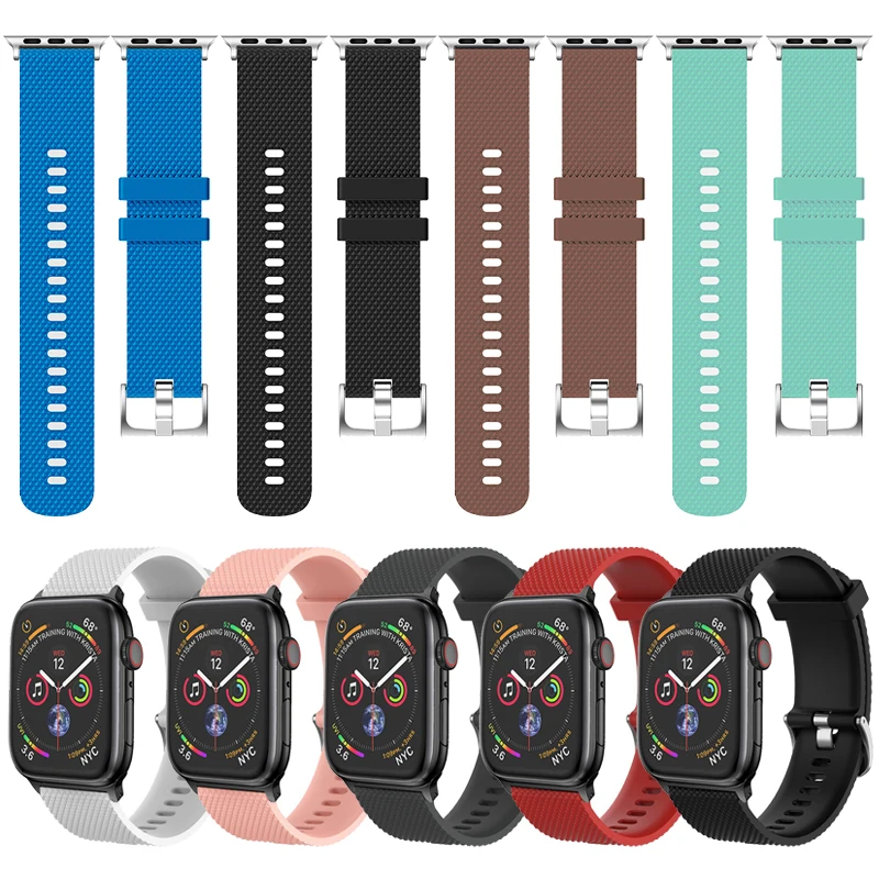 Текстурированный силиконовый ремешок для Apple watch iWatch серии 1 2 3 4 спортивный браслет ремешок для 5 38 мм 42 мм 40 мм 44 мм ремешок