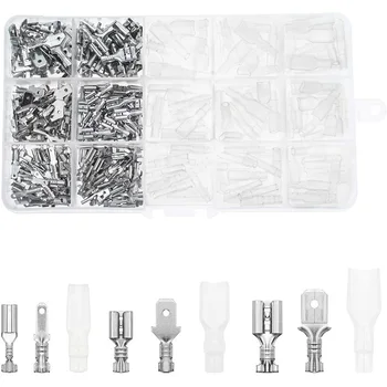 

Quick Splice 2.8/4.8/6.m Male and Female Wire Spade Connector Wire Crimp Terminal Block with Insulating Sleeve(345Pcs)