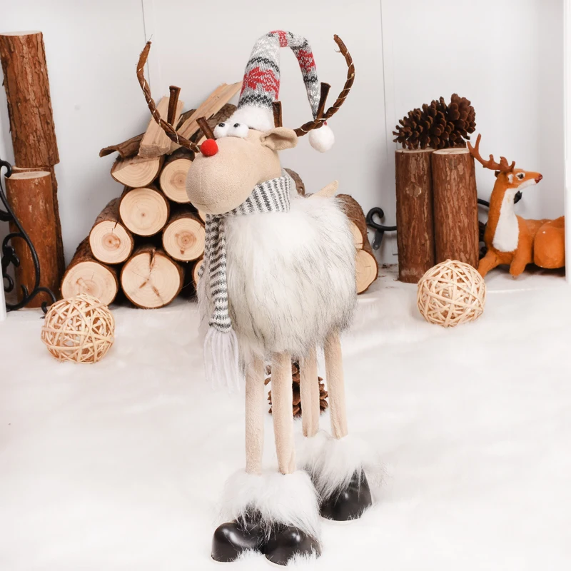 Tree Christmas Decorations Tall Deer Doll 2021 Christmas Long-Legged Gray Deer Angel Christmas Doll Noel Christmas Items